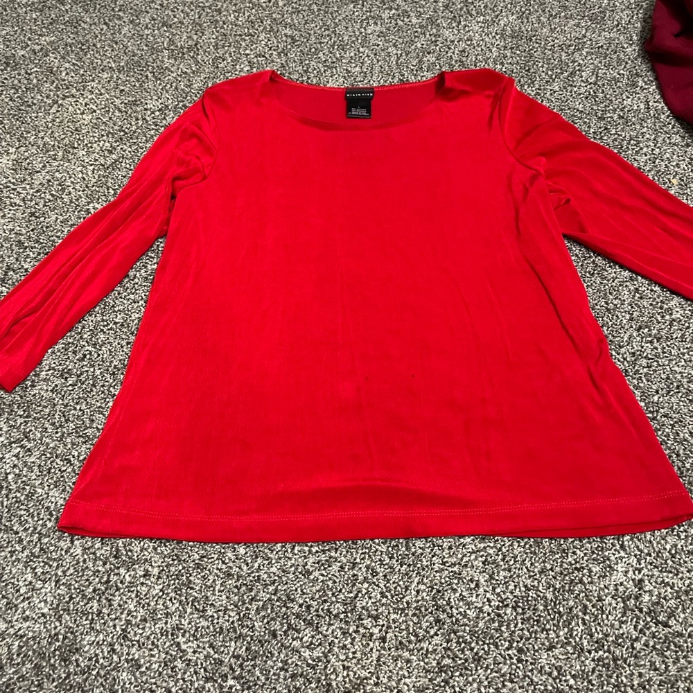 Citiknit red stretchy long sleeve shirt L